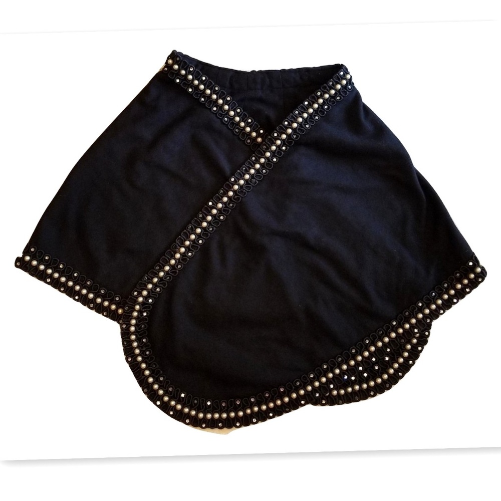 1960s Black Embellished Vintage Wrap